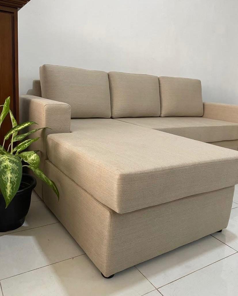 Beige L-shape sectional sofa
