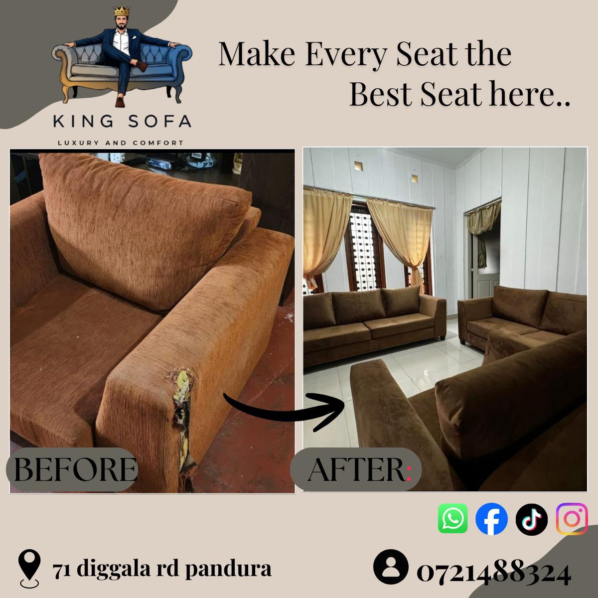Sofa restoration before and after